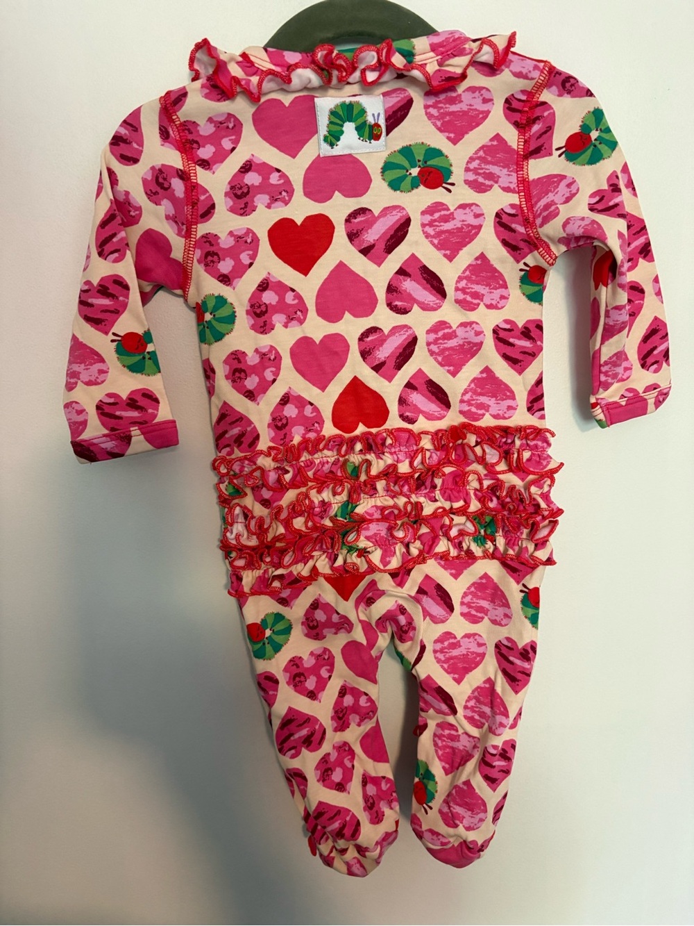 The Very Hungry Caterpillar Pink Heart Ruffle Footed Sleeper - Virginia Bows